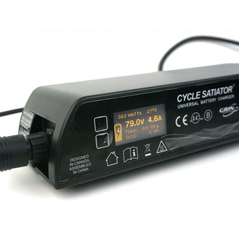 The Cycle Satiator is a programmable universal fast charger for all types of ebike and scooter battery packs 36v - 84v